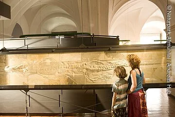 Jura-Museum in Eichstätt - Besucher an Vitrine